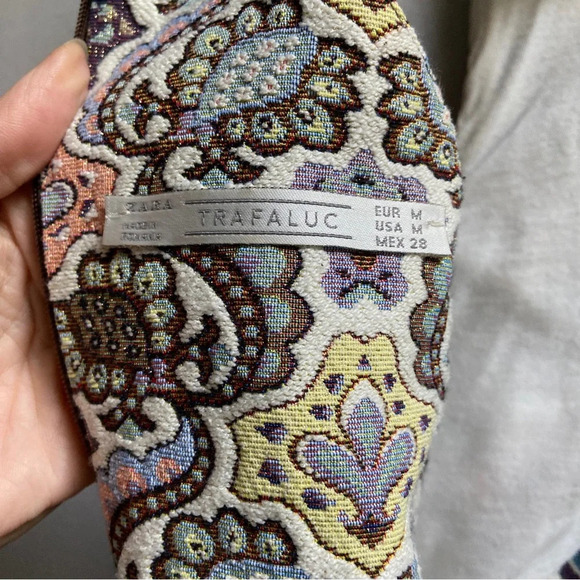 Zara paisley jacquard tapestry floral high neck mini dress Sz M - Picture 10 of 12